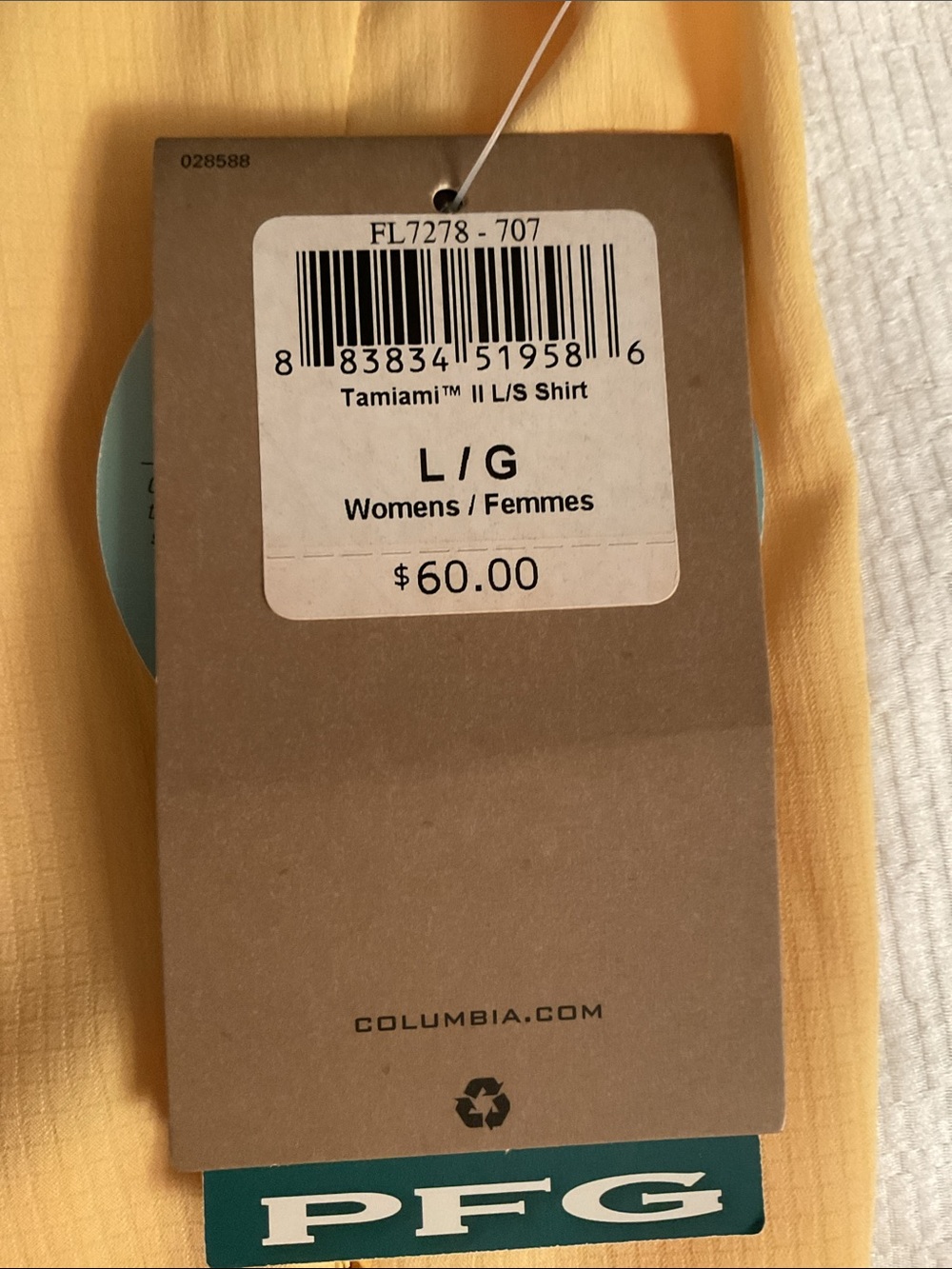 Columbia Women’s Sunny Yellow Button-Down Performance Shirt - Picture 2 of 3